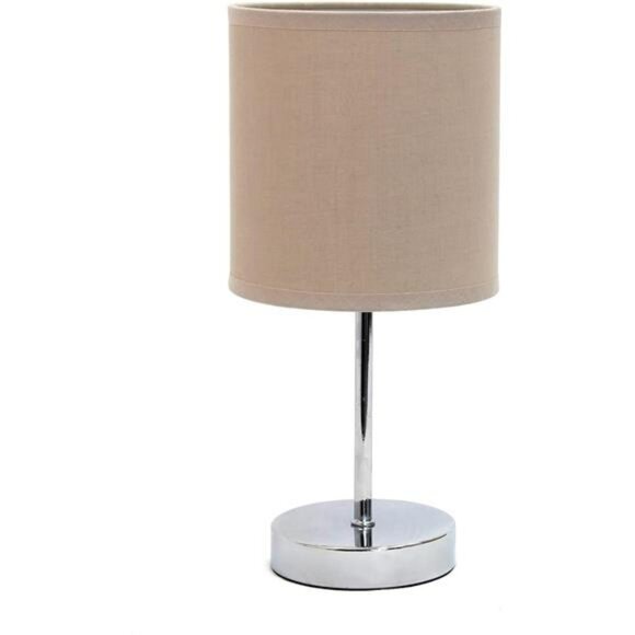 Mini gray table lamp fabric shade chrome base desk nightstand dorm bedroom - Picture 7 of 7